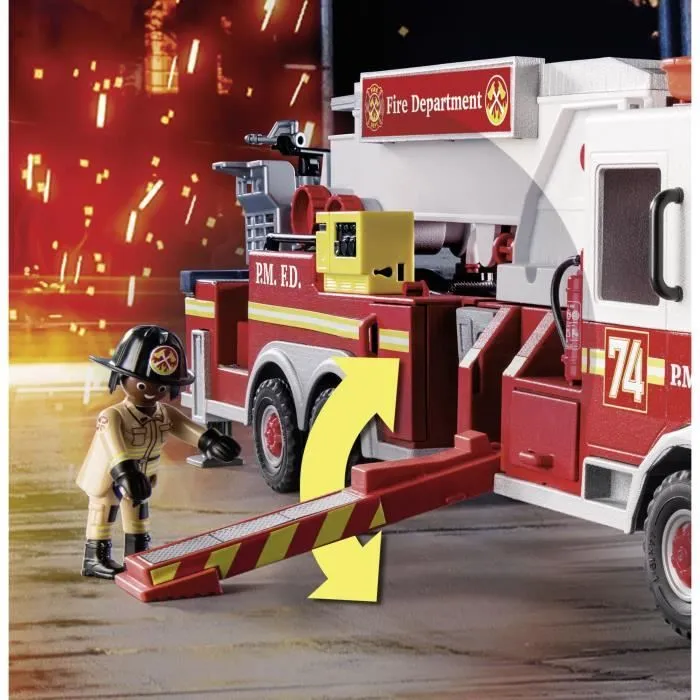 PLAYMOBIL 70935 Camion de pompiers avec échelle, City Action, Les pompiers, 113 pièces, Dès 5 ans-2
