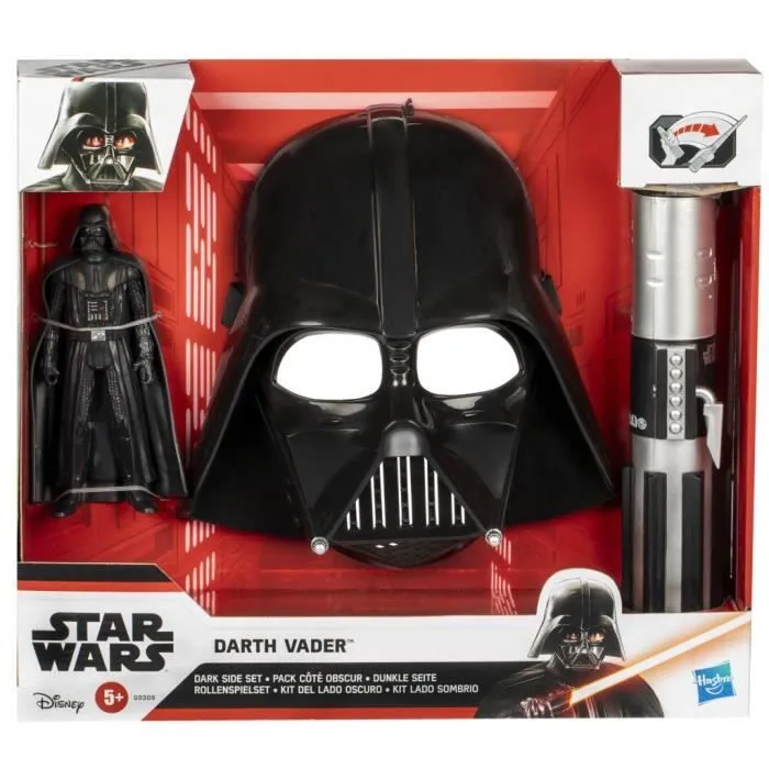 Pack Côté obscur Dark Vador, sabre laser rouge, masque Dark Vador et figurine de 15 cm, accessoire, dès 4 ans, Star Wars-7