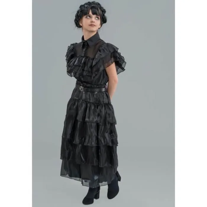 Robe de bal noire pour enfant Mercredi de la famille Addams CHAKS - Taille 9/10 ans (140cm) - Halloween-1