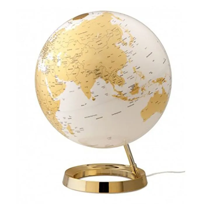Globe terrestre lumineux - Design - Ø 30 cm - Pied en PMMA - Socle doré - Intérieur-0