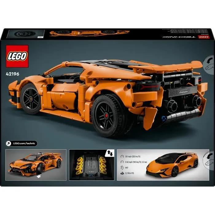 LEGO® Technic 42196 Lamborghini Huracán Tecnica orange Voiture Jouet Pour Enfant de 9 Ans-5