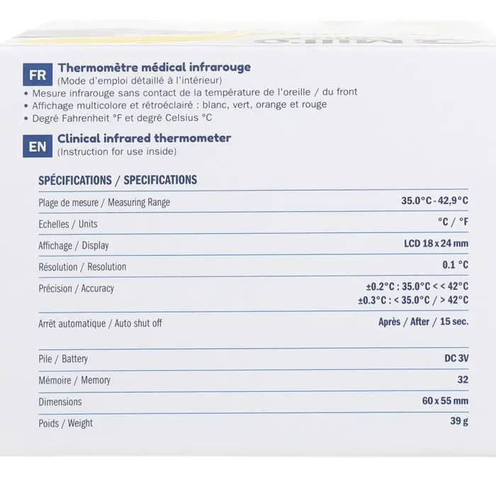 MILL'O BÉBÉ Thermomètre Médical Infrarouge Contact et Rétroéclairé Champignon-3