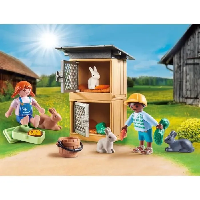 PLAYMOBIL - 70675 - Set cadeau Enfants et lapins - Contient 2 personnages et 3 lapins-1
