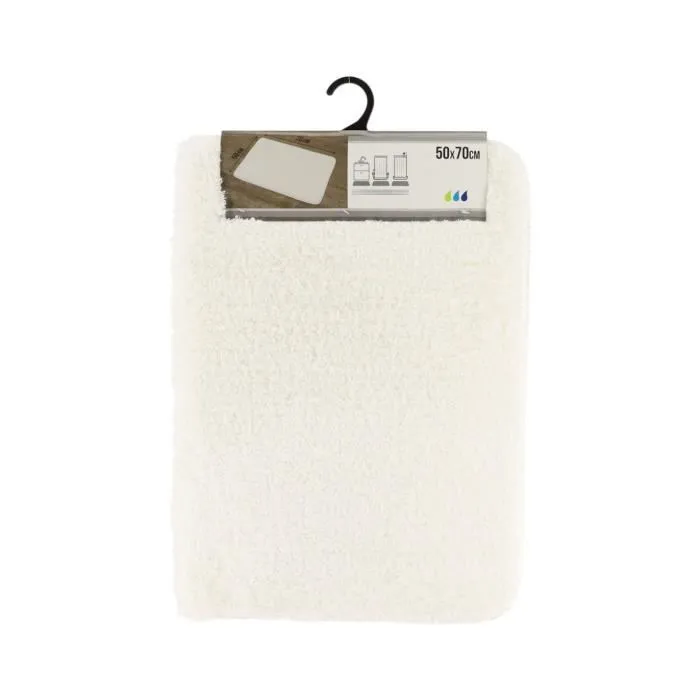 TENDANCE - Tapis de salle de bain Blanc en Microfibre Confort et Doux 50 x 70 cm-0