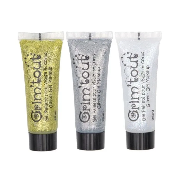 Tube de gel pailleté - OZ INTERNATIONAL - GT41523 - Lot de 3 - 25 ml - Coloris or, argent, cristal-0