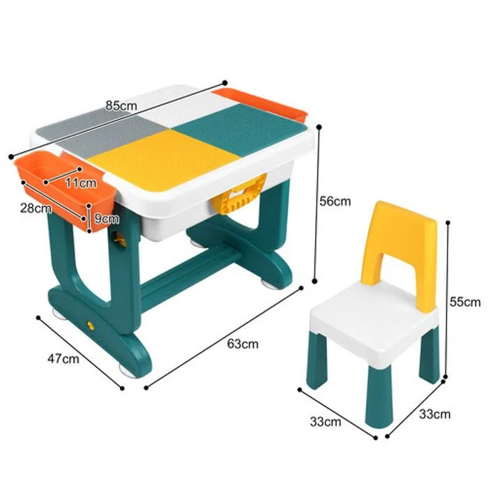 Table d'activités - LARS360 - Multifonctionnelle - 1 Table + 2 Chaises - 300 Blocs - Sécurisée-1