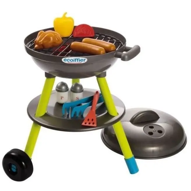 Jouets Ecoiffier - Barbecue Charbon + 16 Accessoires - Outillage de Jardin pour Enfants - Fabriqué en France-0