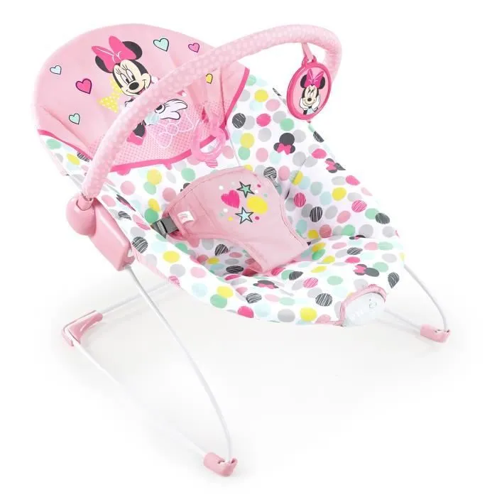 DISNEY BABY MINNIE Transat bébé Confettis, Arche avec jouets d'éveil amovibles, Vibrations apaisantes, Lavable en machine-7