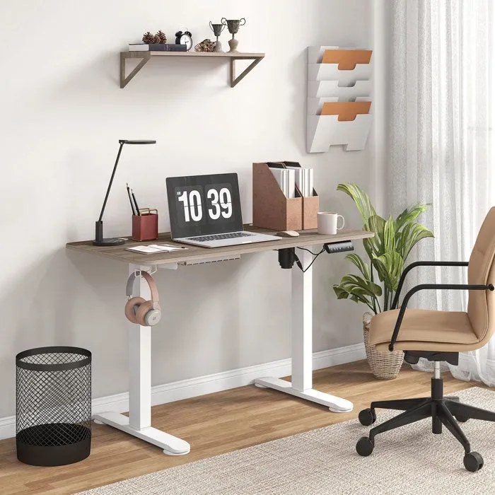 Bureau assis-debout - Vinsetto - électrique - réglable en hauteur 72-116 cm - avec fonction mémoire - 120 x 60 cm - naturel blanc-2