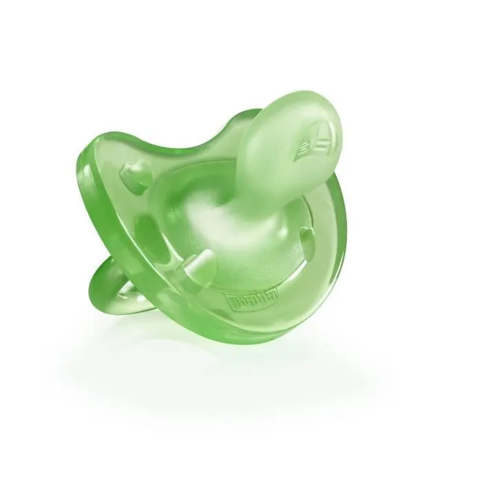 CHICCO Sucette Physio Soft "tout silicone" - Vert ou violet aléatoire - 6-12m - Blister-2