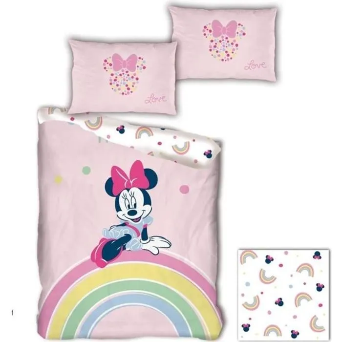 Parure de lit - Minnie Mouse - Arc En Ciel - Rose - Synthétique - Chambre-0