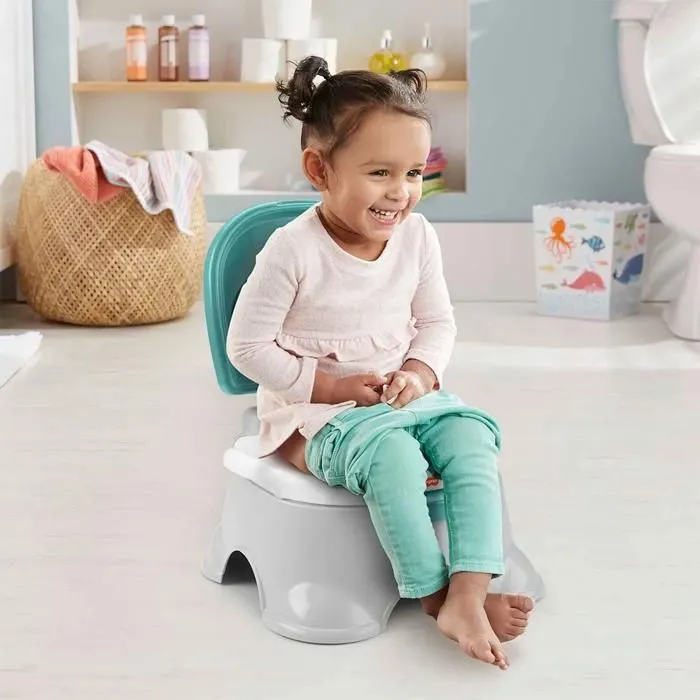 Pot de Toilette 3-en-1 - Fisher-Price - GYP61 - Gris et Vert - Réducteur et Marchepied-1