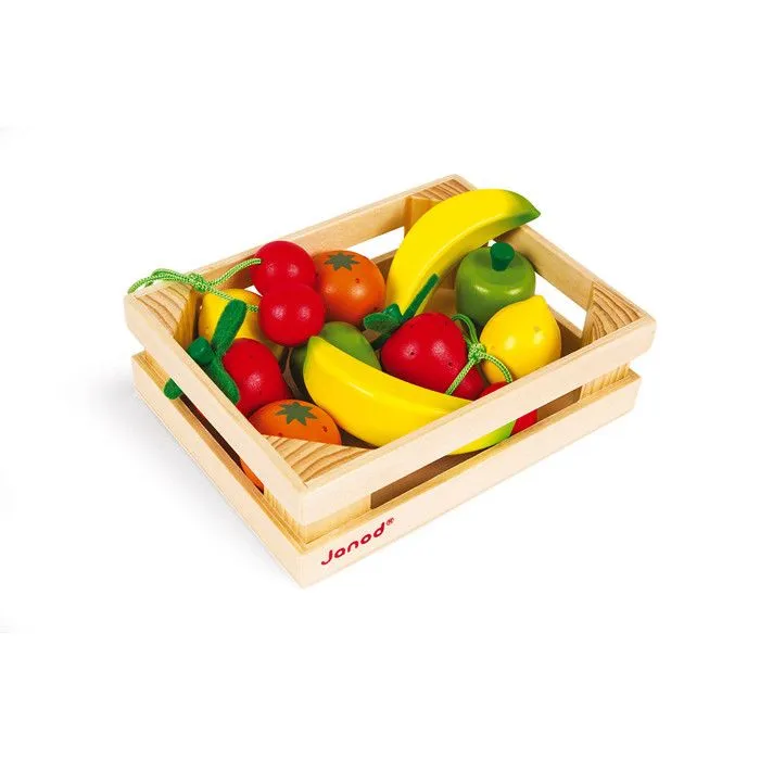 JANOD - Cagette de 12 fruits (bois) - Dès 3 Ans-1