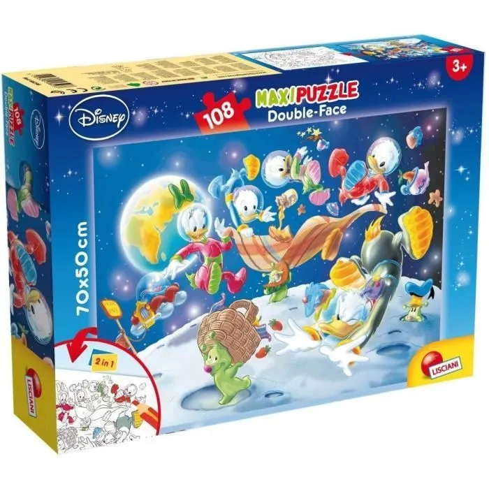 Disney Casse-tête Maxifloor 108 pièces Double Face Mickey Mouse in Space 48298-0