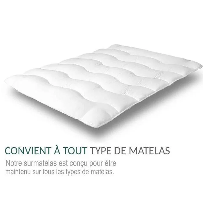 Surmatelas Nuage 160x200 cm | 100% microfibre | Aération optimisée & sangles de maintien-1