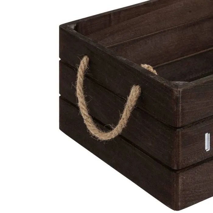 Lot de 3 cagettes bois "Denys" L23 29 35cm marron tonka - Atmosphera createur d'interieur - Marron-4