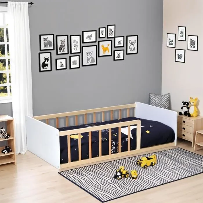 Lit Enfant Berceau de la Mer 70x140 Blanc et Naturel Laïba Kids-1