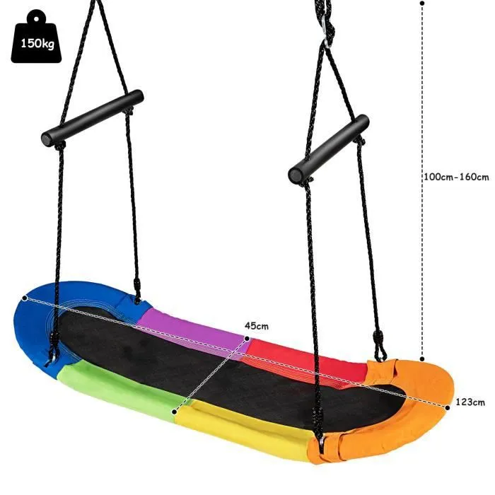 COSTWAY Balançoire Arbre Réglable en Hauteur 100-160CM Structure en Métal avec Poignées pour l'Intérieur et l'Extérieur Multicolore-3