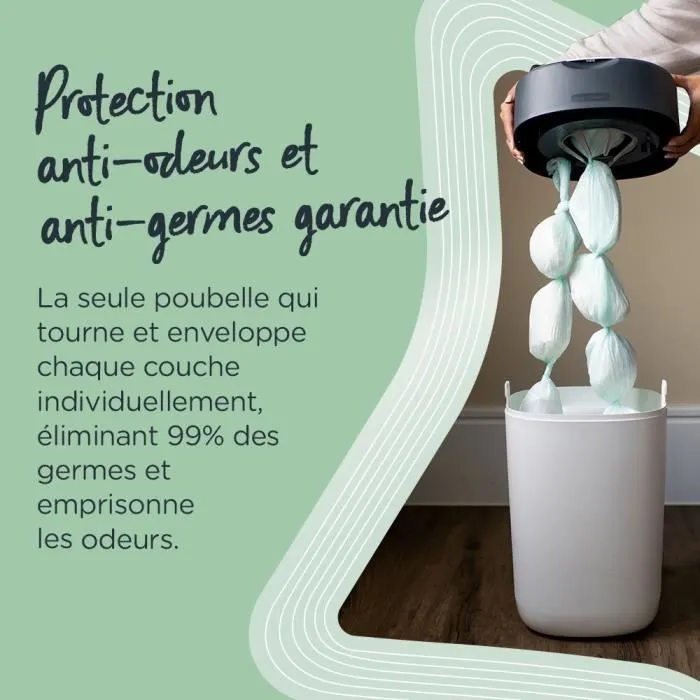 TOMMEE TIPPEE Poubelle à Couches Twist & Click, Starter Pack, Protection Anti-Odeur Et Anti-Germe Garantie, Lot de 12-3