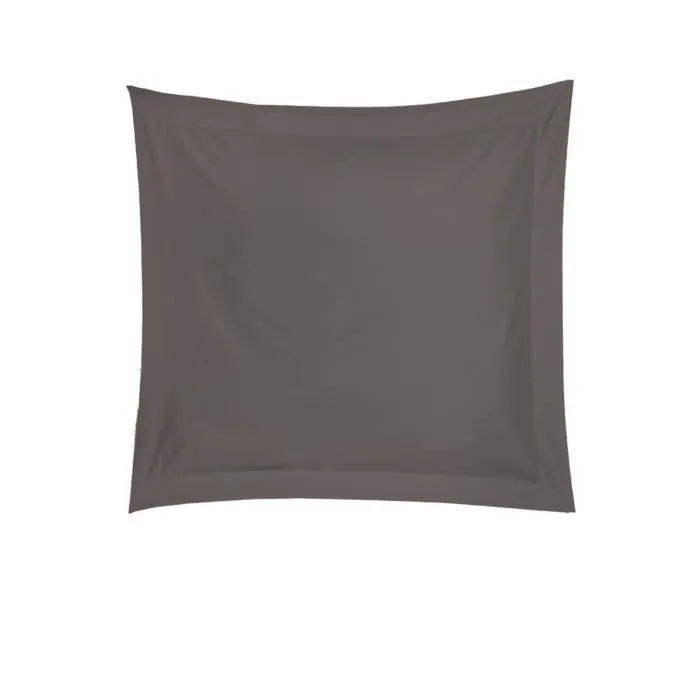 Taie d'oreiller - Coton - Taupe - 75 x 75 cm - Lavable à 40°C - Tissage très serré-0
