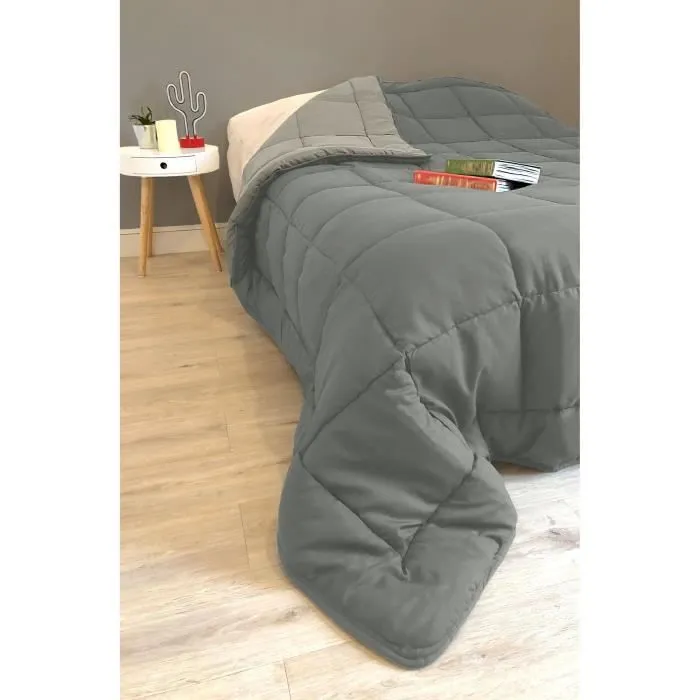 CALGARY Couette chaude Microfibre 400g/m² Gris & Argent 140x200cm-2