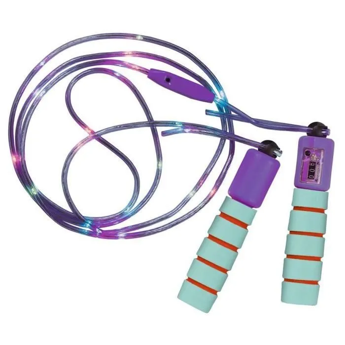 Corde à sauter lumineuse MOSES avec compteur LED violet - 285 cm-0