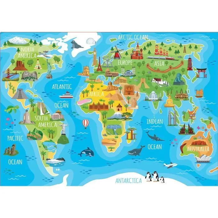 Puzzle Mappemonde Monuments - EDUCA - 150 pièces - Thème Architecture - Pour Enfant de 6 ans et plus-1