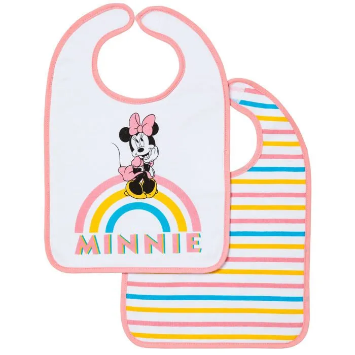 Lot de 2 bavoirs Disney Minnie Rainbow 6+ - Marque - Modèle - Rose - Mixte - 25x36 cm-0