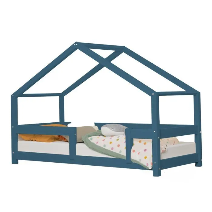 Lit cabane enfant LUCKY 90 x 190 bleu marine-0