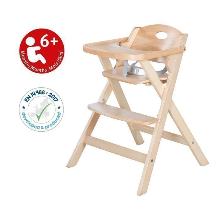 Chaise Haute Pliable ROBA Fold Up Smart + Plateau Repas Détachable - Pliable Peu Encombrante - Bois Naturel-2