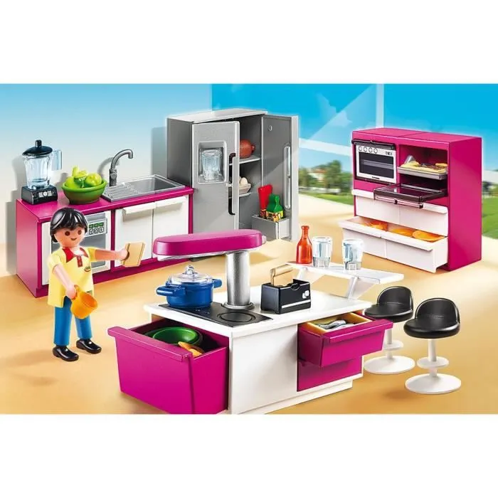 Playmobil City Life - Cuisine avec îlot - Moderne et pratique - 101 pièces-1