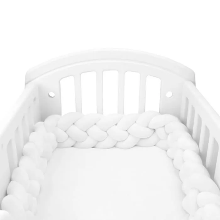 3M Tour de Lit Coussin Serpent Coussin Tressé Pare-chocs Velours Protection Bébé, blanc+blanc+kaki+marron-2