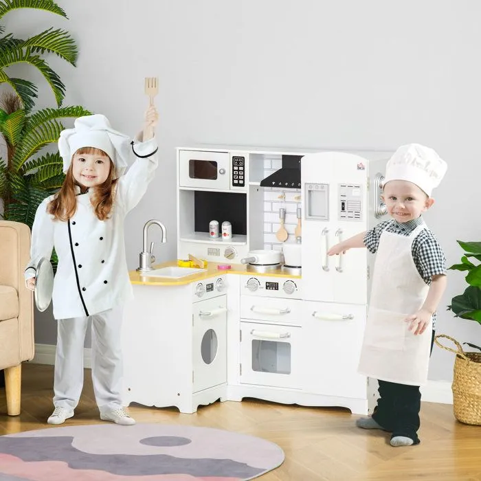 Cuisine pour enfant jeu d'imitation nombreux accessoires rangements évier réfrigérateur téléphone blanc-1