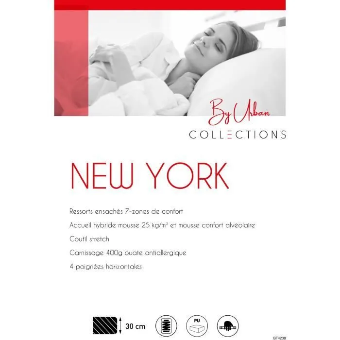 URBAN Collections NEW-YORK Ensemble sommier et matelas 140x190cm - 798 ressorts ensachés-5