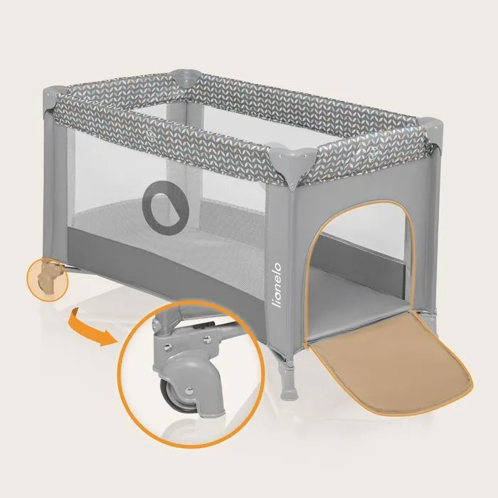 Lit parapluie compact 2en1 LIONELO Stefi - Parc bébé - 0-36 mois - Sac de Transport - Pliage Rapide - 2 x Roulettes - Gris-2
