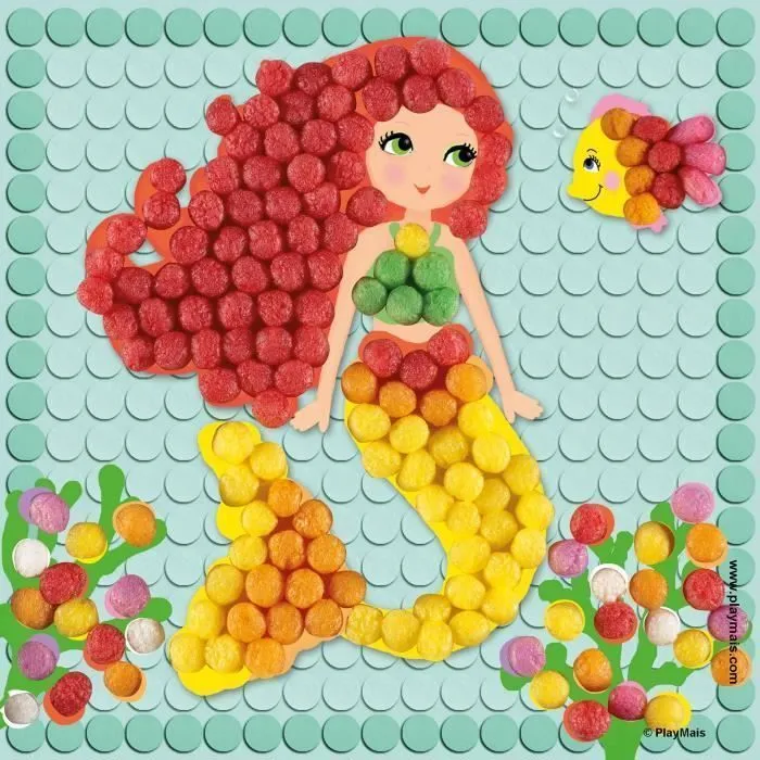 Mosaïque PlayMais - PlayMais - Sirène - 2300 flocons - 6 cartes à décorer - Multicolore-5