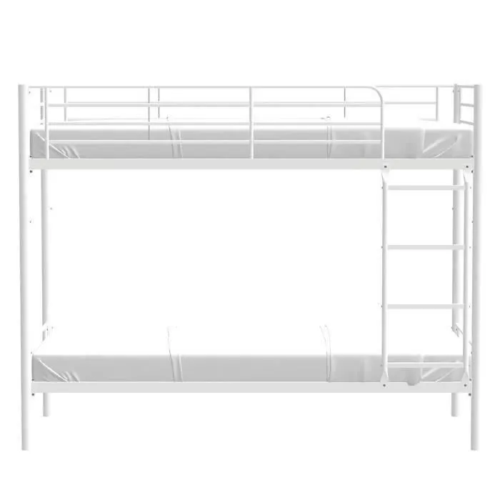 Lits superposés séparables en métal - Blanc - Sommiers inclus - 2 x 90 x 190 cm - ABBY-5