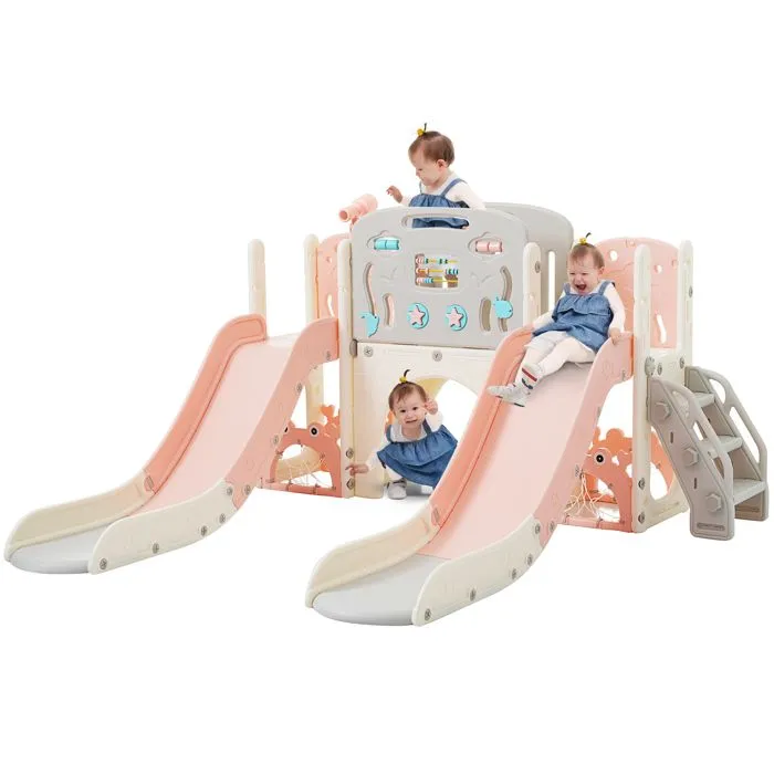 Aire de jeux pour enfants - Créatures marines - 8 en 1 - Toboggan - Tunnel - Télescope-0