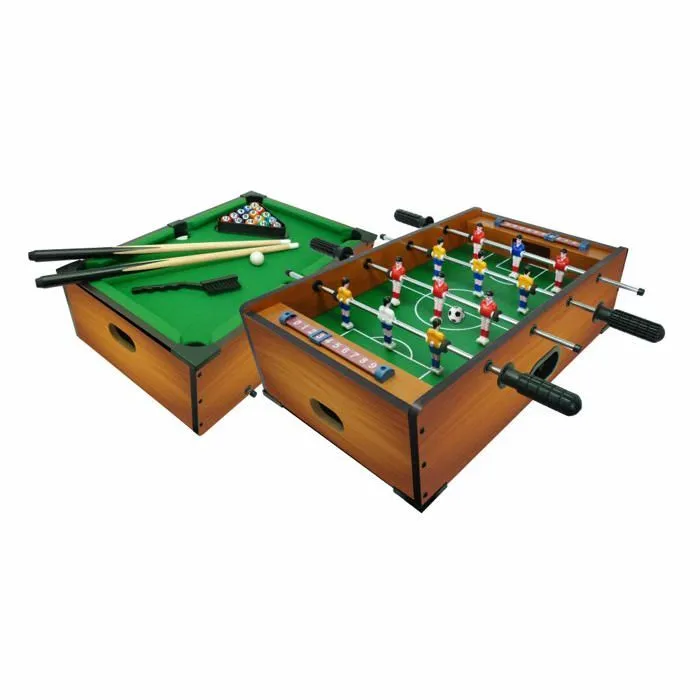 Baby-foot Sport1 - 706200406 -2 en 1 Baby-Foot Biliardo, Couleur Marron,-0