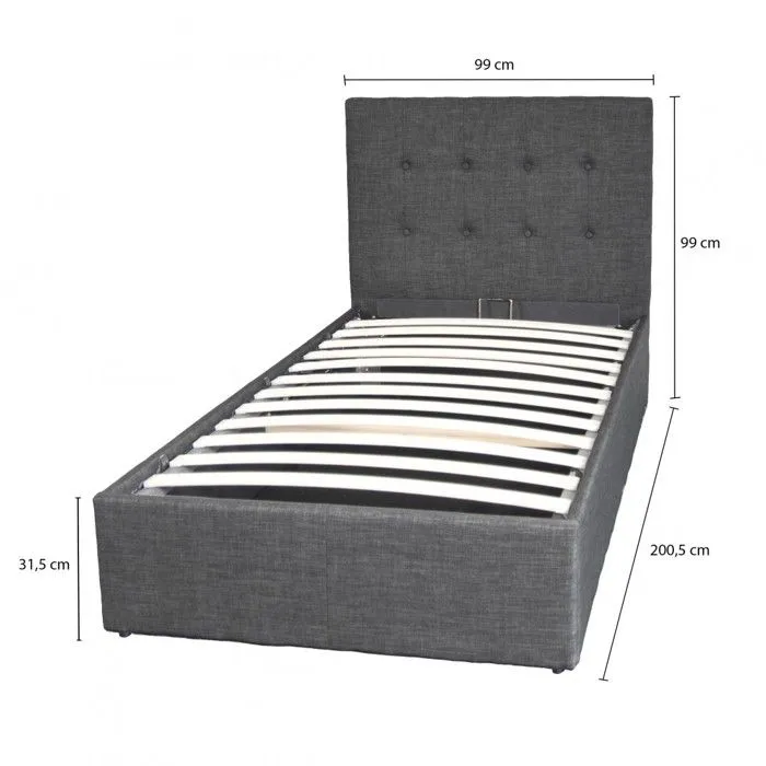 Lit coffre 90x190 sommier inclus Mily Gris foncé - WEBER INDUSTRIES - Elégance - Chic - A lattes-4