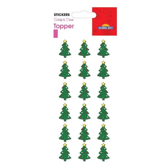 Stickers Noël en relief - Sapins verts à paillettes-0