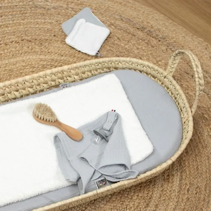 Set matelas à langer : panier + matelas + drap-housse + tapis de change JEANNE Gris 77 x 36 77 x 36 Gris-2