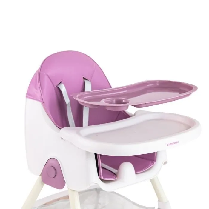 Chaise haute pour bébé, chaise enfants pliable avec plateau repas amovible rehausseur 2 en 1 table à manger pour enfants - violet-2