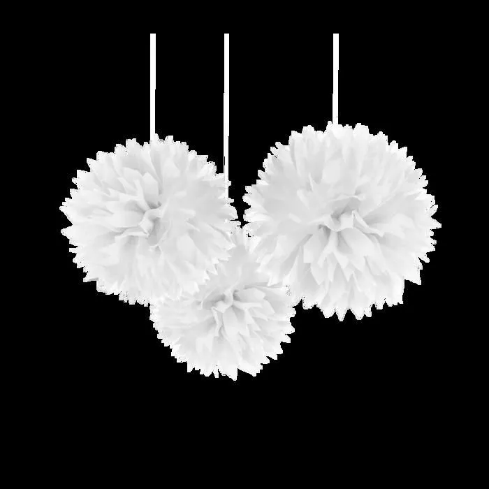 Pom Pom de décoration - Blanc - 40cm - 3 pièces - Papier - Intérieur-0