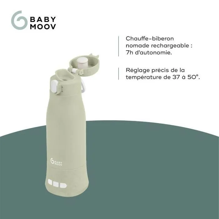 Babymoov Chauffe-biberon nomade Moov & Feed - 340ml - Vert Sauge - Réglage température - Maintien chaud-2
