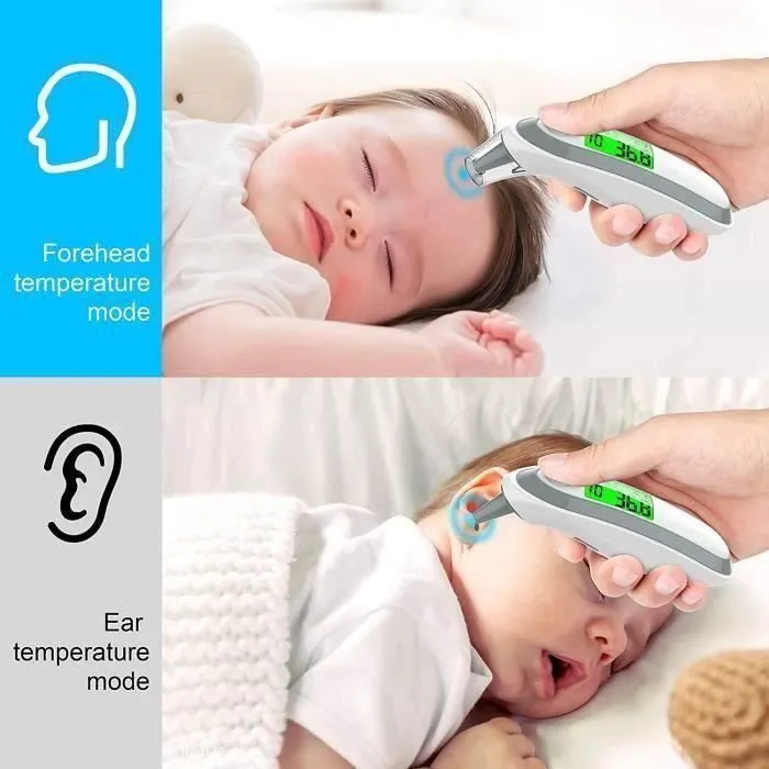 TD Thermomètre frontal et auriculaire infrarouge thermomètre auriculaire numérique médical professionnel pour enfants-0
