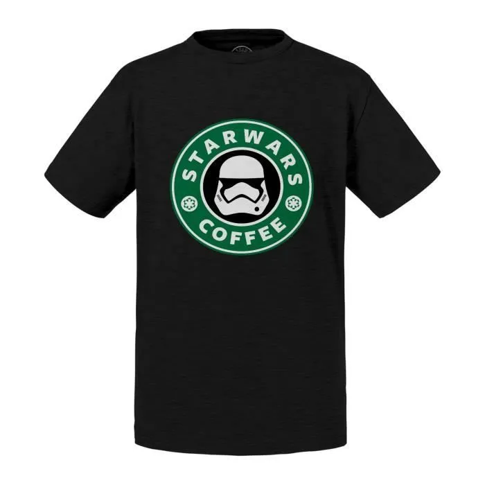 T-shirt Enfant Noir Star Wars Coffee - Starbucks Parodie Film Series Marque-0