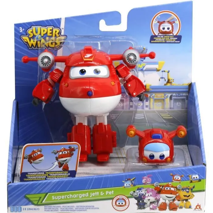 Figurine Transforming Jett Supercharge + Figurine Super Mini Jett - AULDEY - SUPER WINGS - Jouet 3ans+-2