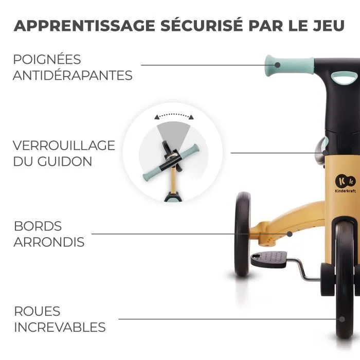 Tricycle évolutif 3en1 KINDERKRAFT 4Trike - Jusqu'à 25 Kg - Multiples configurations - Miel-3