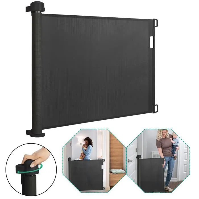 LZQ Barrière de sécurité pour porte d'escalier - Pour bébés et animaux domestiques - 0-150 cm - 87 cm de haut - Noir-2